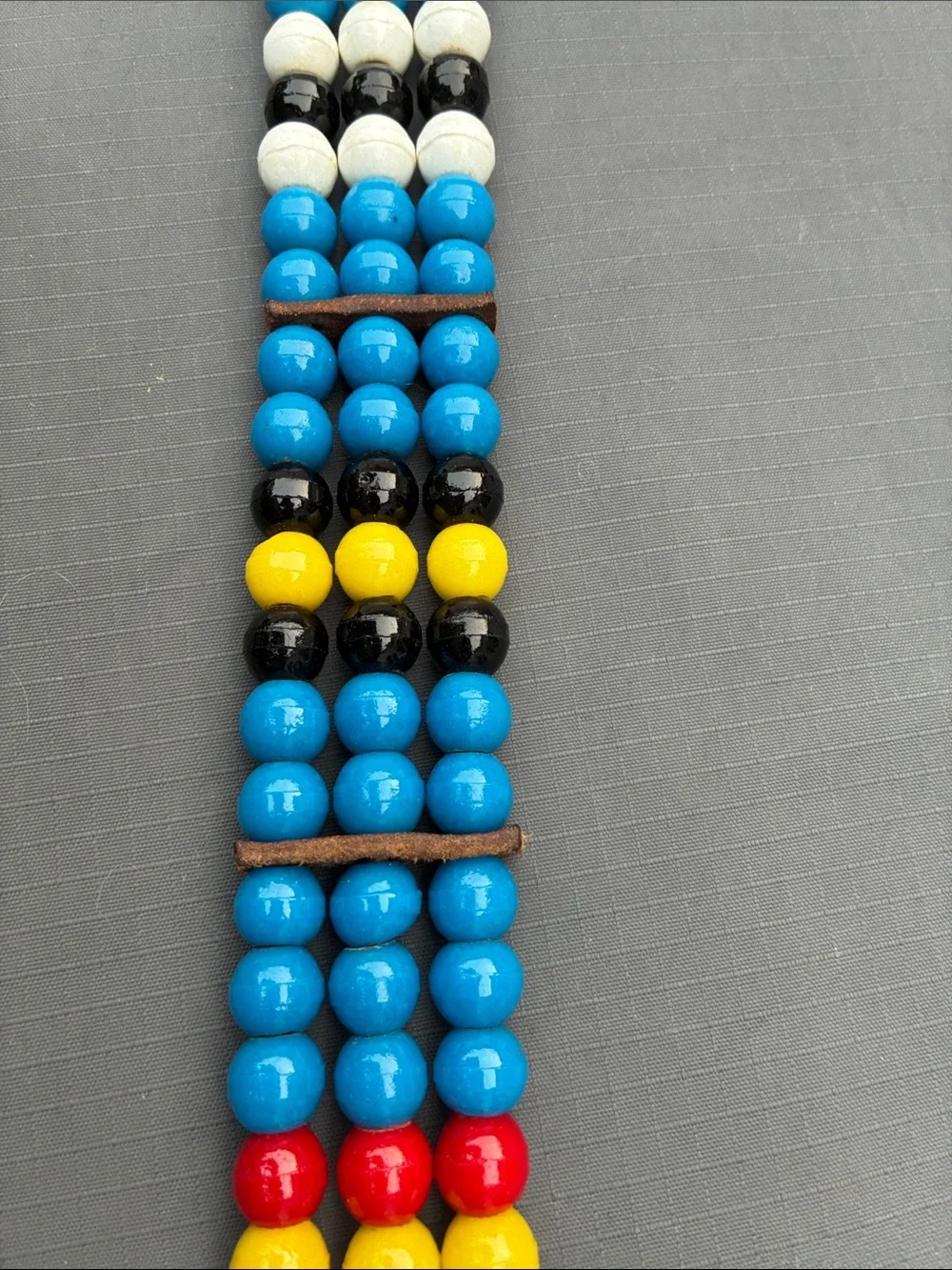 Vintage leather beaded belt. Source unknown. Nice handmade accessory